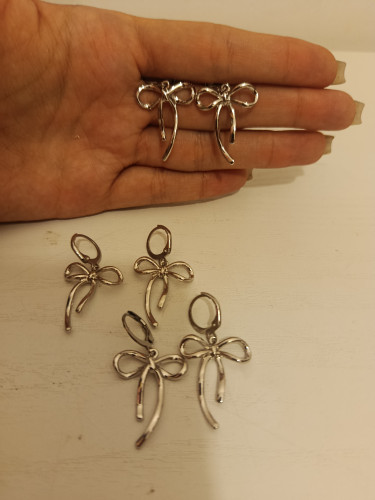 گوشواره پاپیون استیل نقره ای